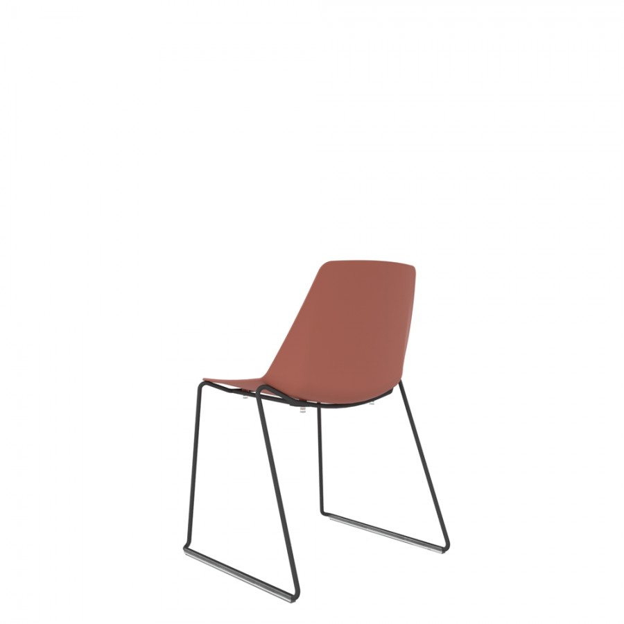 Polypropylene Shell Chair Black Steel Skid Frame